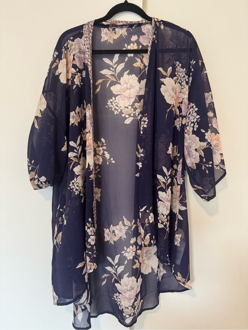 Band of Gypsies Navy Sheer Flowy Floral cardigan